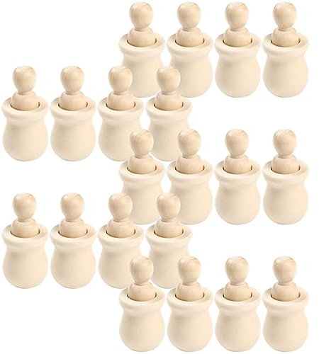 TEHAUX 20stücke Unfertige Holz Steckpuppen Diy Blank Peg Puppen Für Junge Mädchen Kunst Handwerk Bemalen Und Basteleien Unlackiert Holz Steckfiguren Zum Malen Und Bemalen