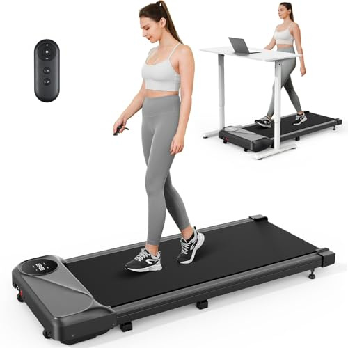 THERUN Walking Pad Treadmill for Home, Portable Under Desk Treadmill w/Remote and LED Display, 2.5HP Walking Pad w/ 265 LBS Weight Capacity, 1-6KM/H, No Assembly