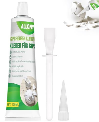 Kleber für Gips, keramik kleber, Gipsfiguren Kleber, Kleben und Reparieren von Objekten aus Gieß- und Modelliermasse, Porzellan, Töpferware und Zement - Hochfest 100ml