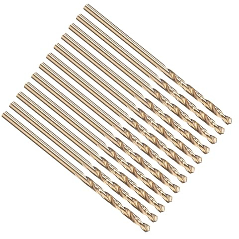 PATIKIL 12 Stück M35 HSS Spiralbohrer 1mm Stahlbohrer für Edelstahl | Gerader 135° Vergoldet, Hartmetall