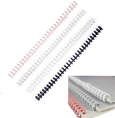 Ryaupy Set of 4 12 mm Spiral Binding Set, 30 Loops, Plastic Binding Combs for A4 Documents, Includes Binding Device, 10 mm Division, Wear-Resistant, for Notebooks, File Folders and Office Accessories