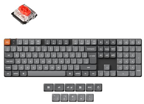 Keychron K5 Max Ultra-Slim Wireless Custom Mechanical Keyboard, QMK Programmable, Bluetooth/2.4 GHz/Wired with White Backlight Low Profile Gateron Red Switch for Mac Win Linux - UK Layout
