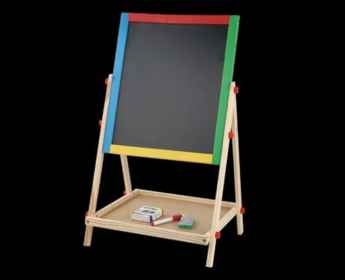 DIVCHI Wooden Art Easel for Kids, Double Sided Height Adjustable Whiteboard & Blackboard for Kids Easel, Drawing Board Easel for Toddlers