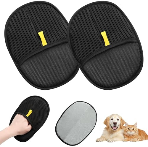 Omnikryp 2 Guanti Elettrostatici per Rimozione dei Pelis di Animali, Guanti Rimuovi Peli Animali a Doppia Faccia, Guanto Togli Pelo per per Cani Gatto, Cura Efficace dei Capelli, per Divani Tappeti