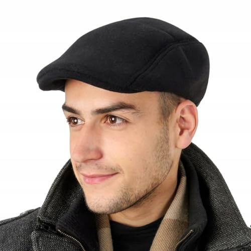 Schiebermütze Herren, Herren-Barettmütze, verstellbare Newsboy-Mütze im Retro-Stil, Einheitsgröße (schwarz)