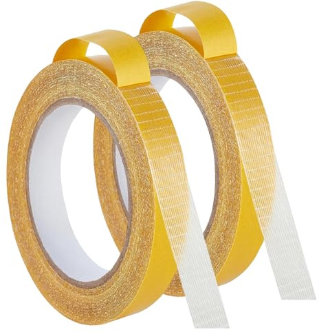 15mm*20m Double-Sided Fabric Tape, Clear Tape, 2 Rolls | Press-On Fabric Tape for Carpet, Wall Decor, Durable Adhesive