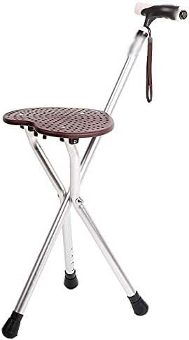 Canne de marche avec siège – Canne pliante avec lumière LED, hauteur réglable, capacité de 136 kg, idéale pour les personnes âgées et les personnes âgées