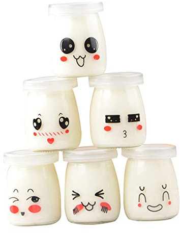 LIGIGWASH 6pezzi Bottiglie Di Vetro Per Yogurt Contenitori Vasetti Yogurt in Vetro Coppette Da Dessert Bottiglie Di Budino Di Latte Vasetti Di Gelatina