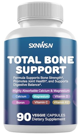 Calcium Supplement, Bone Health Complex with Vitamins D & K2, Copper, Manganese, Minerals for Healthy Bone Density & Calcium Absorption | 90ct Vegan Capsules