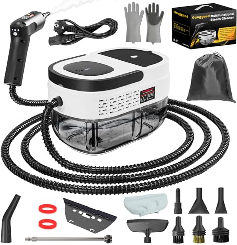 Dampfreiniger Handgerät, 2500W Handdampfreiniger mit 1,6-Liter-Wassertank, 15 Sekunden Aufheizzeit, Dampfabgabe vom Handgriff aus, 16 Zubehörteilen, Steam Cleaner für Alles, Autos (Weiß + Schwarz)