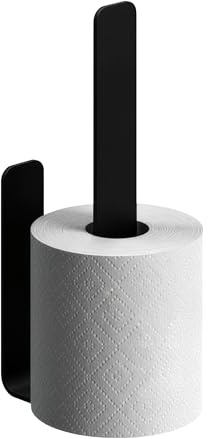 Relaxdays Ersatzrollenhalter, selbstklebend, 2 Ersatzrollen, HBT: 22 x 3 x 6,5 cm, Klopapierhalter ohne Bohren, schwarz