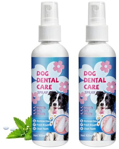 2x100ml Spray de Limpieza Dental para Mascotas, Spray Dental para Perros, Solución para un Aliento Más Fresco y Dientes Más Limpios, Refresca el Aliento y Cuida la Boca de tu Mascota