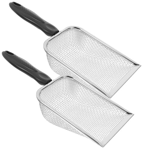 Hemobllo 2pcs Stainless Steel Beach Sand Shovels 2.8x2.8cm Mesh Sifter, Outdoor Sand Filter Tool for Shell Collecting and ’ Sandbox Play