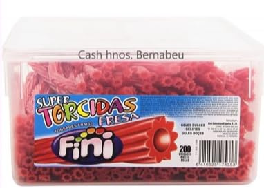Fini Réglisse Torcidas à la Fraise, Bonbons en Spirale, Boîte de 200 Unités, 80g