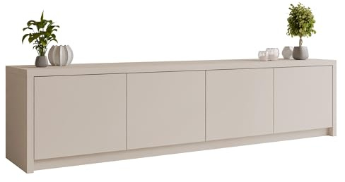 Mirjan24 TV-Schrank Sekarti 4D, 4 Türen mit Griffloses Öffnungssystem, Fernsehschrank, TV-Lowboard, Fernsehtisch, TV-Tisch, Unterschrank, TV-Board (Sandbeige)