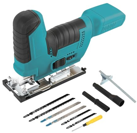 Cordless Jig Saw Compatible with Makita 18V Battery, Brushless Jigsaw Cut Off Tool 2800RPM 45° Beveled Cuts with Jigsaw Blades for Straight/Curve/Circle Cutting (Blue for MK)