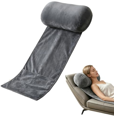 Almohada para tumbonas, cojín cervical para sillón, soporte ergonómico para dormir de lado, cojín de espuma viscoelástica antideslizante, almohada de baño para cuello y cabeza con bolsillo, viaje para