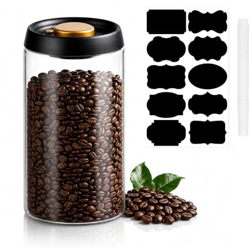 Forbabe 1,8 l vakuum kaffeburk lufttät glas kaffebönor förvaring 1 kg