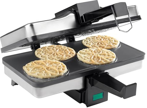 Piccolo Pizzelle Baker, Non-Stick Electric Press Makes 4 Mini Cookies