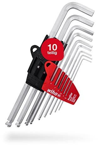Wiha Stiftschlüssel Set mit ProStar Halter (07185) 10tlg. I Innensechskant Satz mit Kugelkopf I Innensechskantschlüssel 1,5/ 2/ 2,5/ 3/ 4/ 5/ 6/ 8/ 10