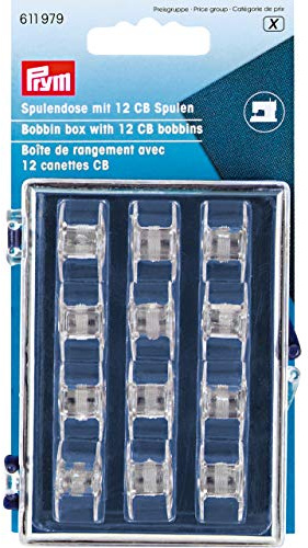 Prym 611979 Spulendose mit 12 CB-Kunststoffspulen, Violett, Transparent