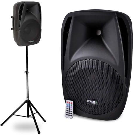 Ibiza Enceinte DJ Active 10/25CM 250W USB/SD/BT + Pied