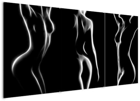 B&D XXL - Leinwandbild Set Frau Schwarz weiß, 120x60 cm, 3-teilig, modern | Hochwertige Leinwand, sofort aufhängbar, ideal fürs Wohn- oder Schlafzimmer, wasserfest und lichtecht, langlebig, stilvoll