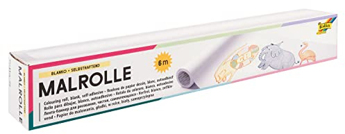 folia 83900 - Malrolle blanko weiß, 1 Rolle ca. 30 cm x 6 m, selbsthaftend und wiederablösbar, haftet auf allen glatten Oberflächen, für grenzenlosen Malspaß