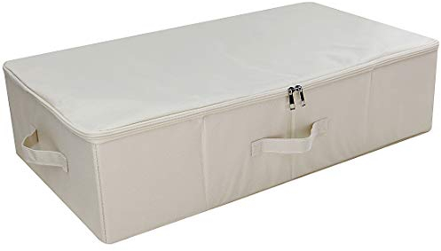 iwill createpro Under the Bed Storage Box with Zippered Lid, Removable Cardboad, Comforter Storage Box, Dust proof Storage Basket for duvets, Beige