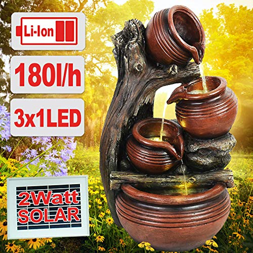 Fontana solare Fontana da giardino Fontana fontana ornamentale Fontana da interno Fontana KELCH a cascata con luce LED Cascata per giardino, laghetto da giardino, terrazza, balcon