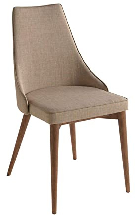 Angel Cerdá – Chaise de Salle à Manger Rembourrée en Tissu Marron | Chaises de Salle à Manger Modernes, Design Minimaliste et Élégant | 50 x 60 x 91 cm, Pieds en Bois Noyer | Confortable