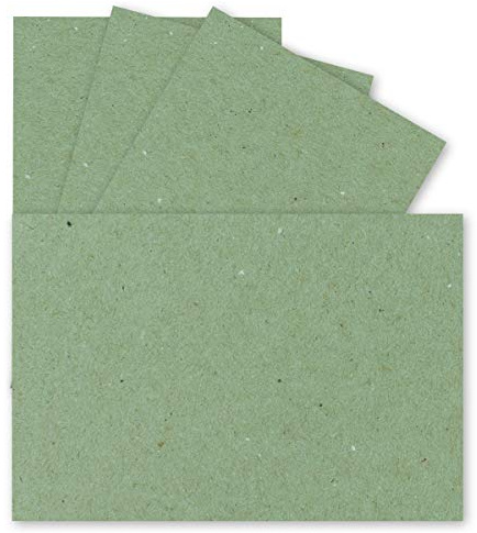 50x Einzelkarten Din A7-10,5 x 7,3 cm - 240 g/m² - Grün Kraftpapier - Mini-Karten ideal zum Selbstgestalten, Namenskarten & Visitenkarten