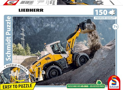 Schmidt Spiele 56551 Liebherr, hjullastare L526, 150 delar, barnpussel av graspapp, flerfärgad