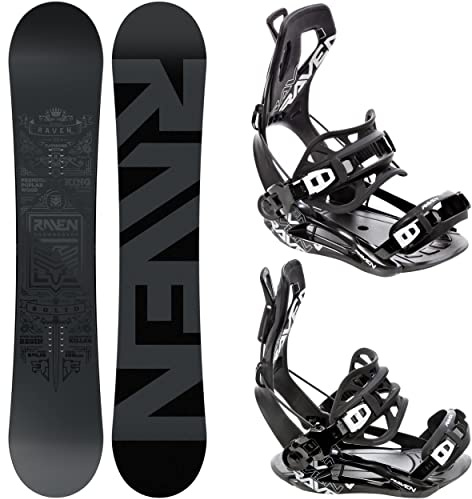 RAVEN Snowboard Set: Snowboard Solid Steel + Bindung Fastec FT360 Black (161cm + FT360 Black L)
