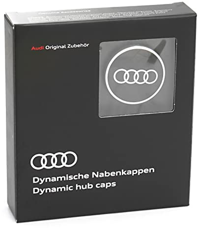 Audi 4M8071006A Dynamische Nabenkappen (4 Stück) Radnabenkappen, schwarz/Silber, 20.6 x 18.2 x 4.7 cm