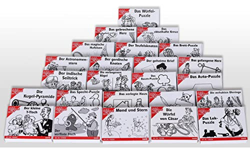Bartl 112394 Knobelspiele Set aus Holz 24 Mini-Puzzles, Perfekte Adventskalenderfüllung für Puzzlefreunde