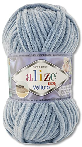 Wohnkult 100 g Alize Velluto Wolle in 30 Auswahl (428 | Mittelgrau)