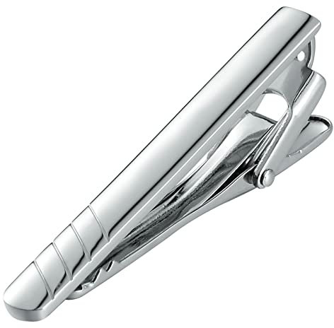 Aotiwe Krawattennadel Vintage, Geschenk für den Bräutigam Schrägstrich Silber Rostfreier Stahl Business Stil