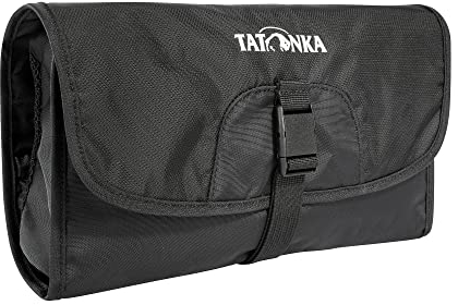 Tatonka Small Travelcare Kulturbeutel - Flache Waschtasche zum Aufhängen mit Fächern und Spiegel - 25 x 17 x 4 cm (Black)