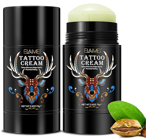 Tattoo Creme Frisches Tattoo, Tattoo Butter für Vor, Während & Nach der Tätowierung, Vegane After Tattoo Pflege Creme Feuchtigkeitsspendende Lotion schnellen Tattoo-Heilung Farben aufhellen