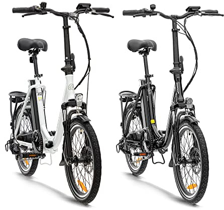 VecoCraft 2er Pack E-Pax Weiß & E-Pax Schwarz e-Bike, klapprad 20 Zoll, mit herausnehmbarem 36V 13Ah Akku, Reichweite bis zu 55-95km, 250W Heckmotor,7-Gang e-Bike.