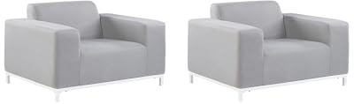 Beliani Gartensessel 2er Set Stoff grau mit Metallgestell weiß Outdoor & Indoor Rovigo