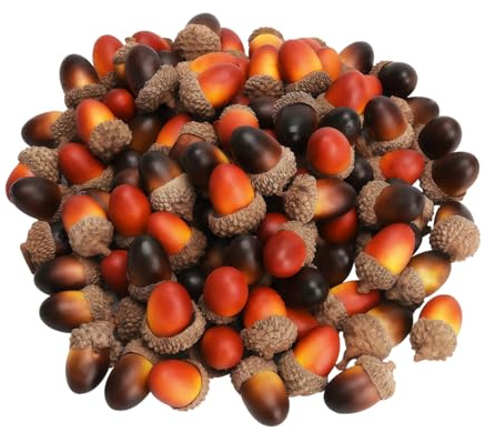 Upstore 50 bellotas artificiales con tapa de bellota natural, accesorios de maíz falsos para bodas, festivales, fiestas, hogar, Navidad, decoración de mesa de otoño, manualidades