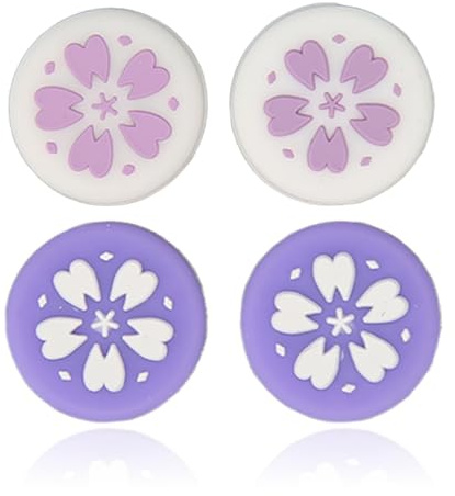 Dpofirs 4 Stück Süße SilikonDaumengriffkappen, Kawaii-Blumen-förmige Joystick-Abdeckung für Lite-Konsole, Joystick-Daumengriff, Analog-Stick-Abdeckung, Joystick