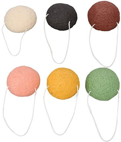 NSXAYIWEÉponge Konjac, 6 Pièces Éponges Konjac Accueil Voyage Éponges Konjac Pour le Visage Ensemble D'éponge Exfoliante Nettoyante Douce Pour le Visage Portable Pour les Soins de la Peau