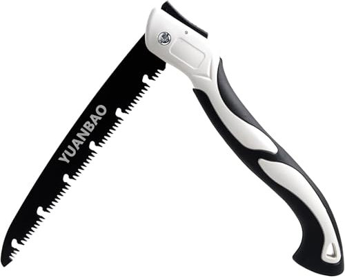 YUANBAO 12 Inch Folding Saw, Pruning Hand Saw for Wood Cutting, Garden Pruner with SK5 Curved Blade, Triple- Cut Razor Teeth, Foldable Handsaw for Tree Trimming, Camping, Gardening and Carpentry