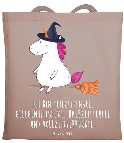 Mr. & Mrs. Panda Stoffbeutel Einhorn Hexe - Geschenk, Teufel, Einhörner, Tasche, Jutebeutel, Tüte, Shopping, Frau, Beutel, Unicorn, Henkeltasche, Engel