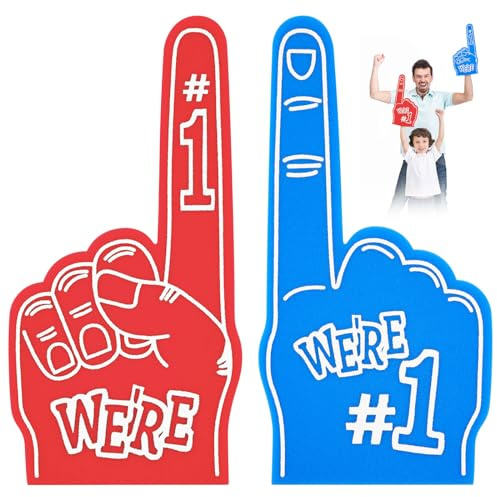 Aolso 2 Dita Giganti in Schiuma, Mano per Feste ed Eventi, Accessori per Appassionati di Sport, Cheerleading (Rosso & Blu)