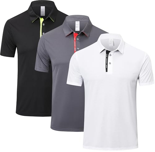 ZENGVEE 3er Pack Poloshirt Herren Kurzarm Sport Polohemd Golf Polo T Shirt Männer Atmungsaktives Schnelltrocknend Tennis Tshirt Men Casual Outdoor Work Collared Sommer(0509-Black Gray White-2XL)
