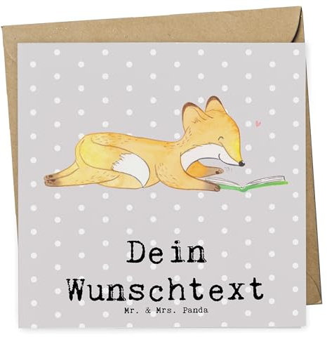 Mr. & Mrs. Panda Personalisierte Deluxe Karte Fuchs Lesen - Geschenke, Bücherwurm, Geschenk, Bücher, Hochzeitskarte, Grußkarten Personalisiert, Grußkarte Selbst Gestalten, Geburtstagskarte